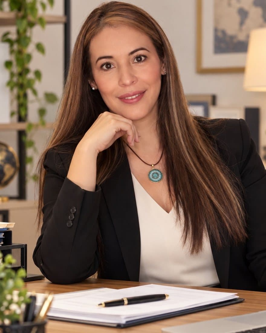 Ruth Elena en su escritorio